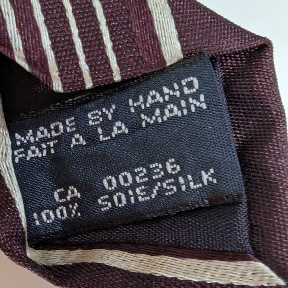 Vintage Polo Ralph Lauren Burgundy Striped Silk Tie - Made in Canada - Picture 6 of 8